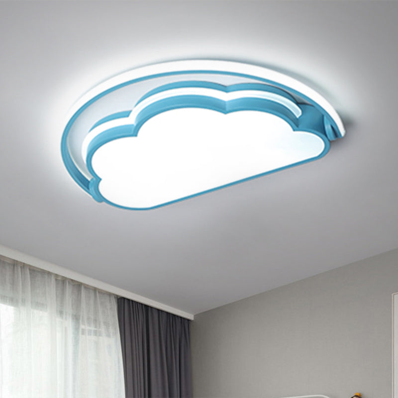 Cartoon Led Flush Mount Ceiling Light For Kids’ Bedrooms - Available In Pink White And Blue