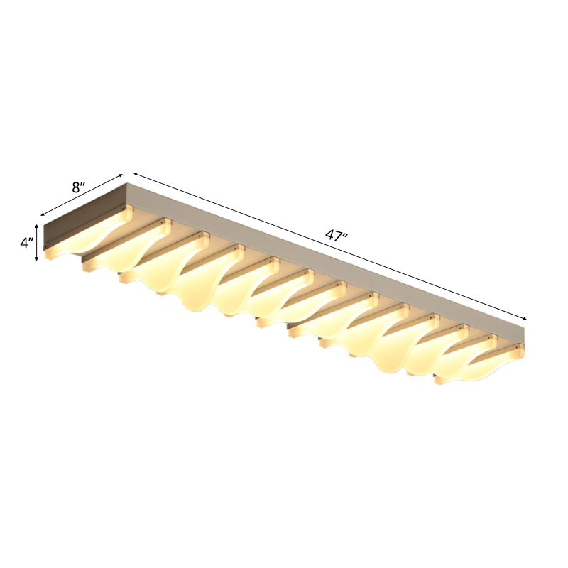 Modern Led Rectangular Ceiling Flush Light Fixture - 16’/23.5’/31.5’ Wide White Flushmount