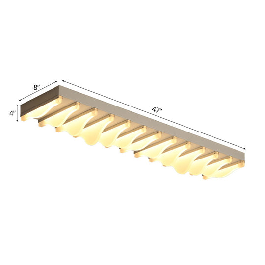Modern Led Rectangular Ceiling Flush Light Fixture - 16’/23.5’/31.5’ Wide White Flushmount
