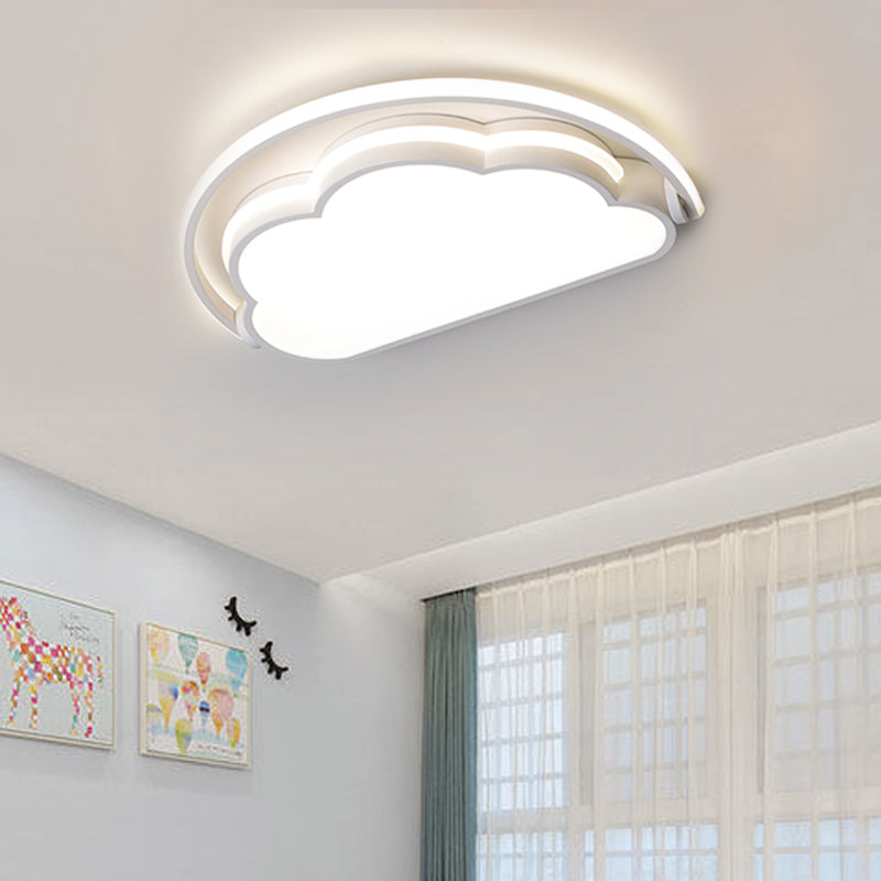 Cartoon Led Flush Mount Ceiling Light For Kids’ Bedrooms - Available In Pink White And Blue