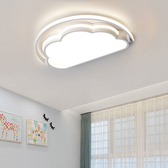 Cartoon Led Flush Mount Ceiling Light For Kids’ Bedrooms - Available In Pink White And Blue