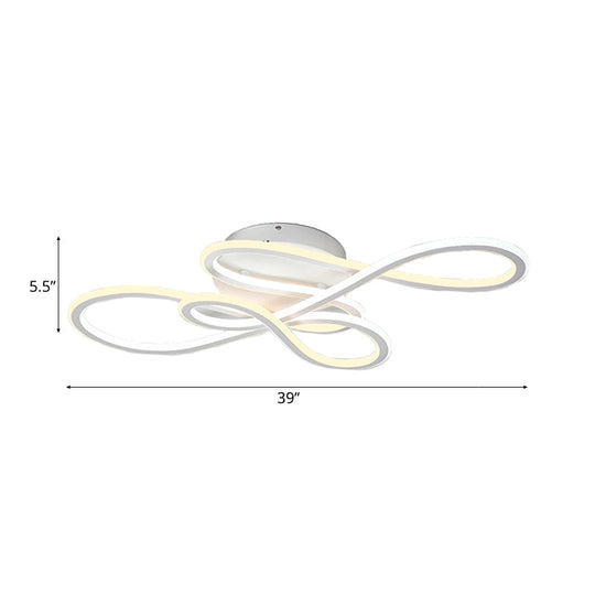 31.5’/39’ Modern Acrylic Led Semi - Flush Ceiling Light - Twisted Design Warm/White For Living Room
