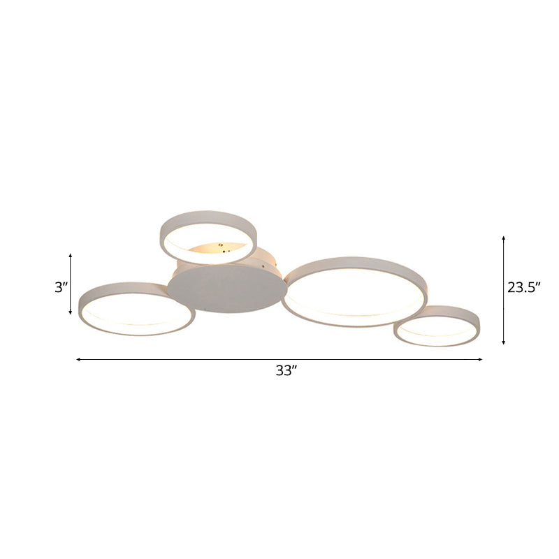 33.5’ - 47’ Wide White/Brown Ring Light Led Ceiling Flush Mount Lamp In Warm/White/Natural