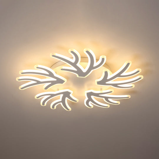 Contemporary Coral Flush Ceiling Light: Acrylic Flushmount With Led Lights In Warm/White/Natural 5