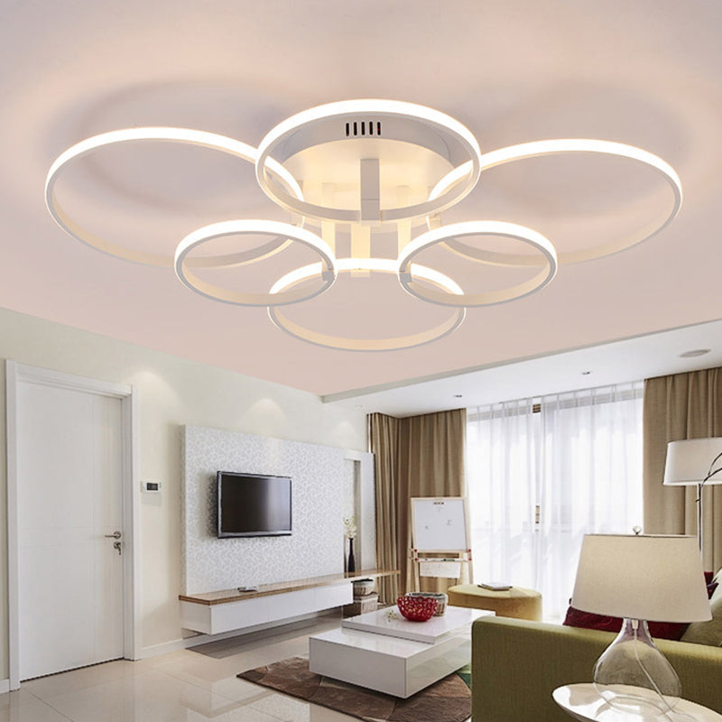 Acrylic Led Semi Flush Mount Ceiling Light In Warm/White With Simple Design - Available 4/6/8