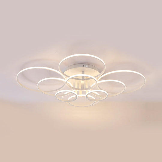 Acrylic Led Semi Flush Mount Ceiling Light In Warm/White With Simple Design - Available 4/6/8