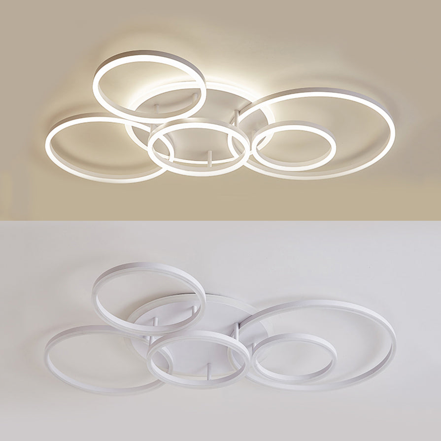 Modern Acrylic Led Flush Ceiling Light With Halo-Like Ring - White 2/3/5 Lights 6 /