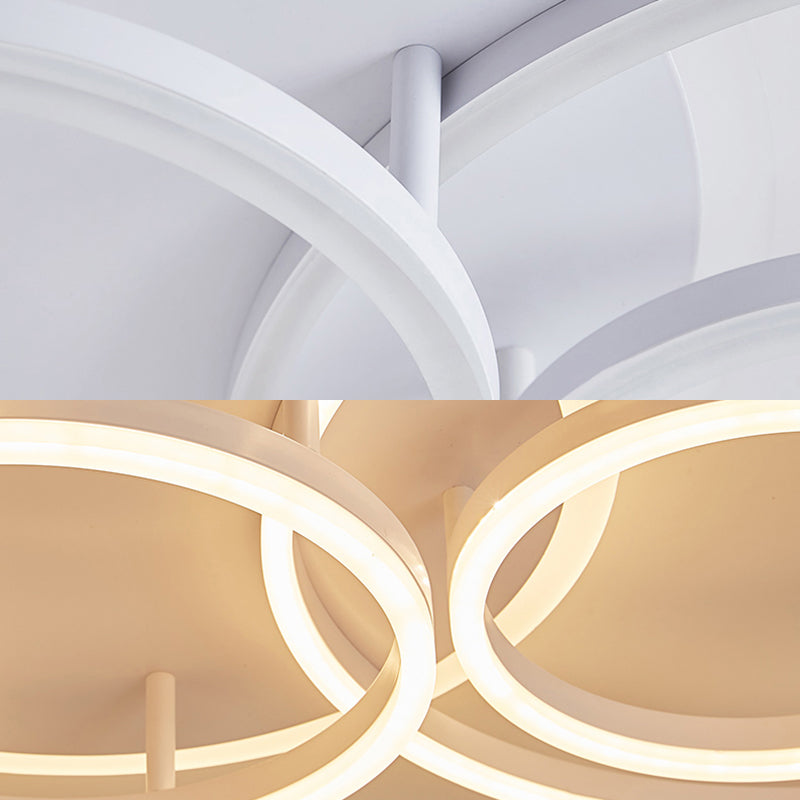 Modern Acrylic Led Flush Ceiling Light With Halo-Like Ring - White 2/3/5 Lights