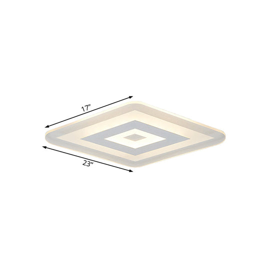 Sleek 23/31/47 Thin Acrylic Flush Mount Led Ceiling Lamp In Warm/White Light - White