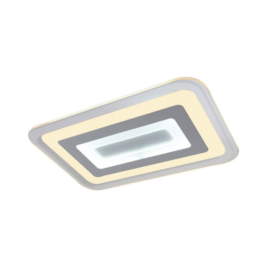 Sleek 23/31/47 Thin Acrylic Flush Mount Led Ceiling Lamp In Warm/White Light - White