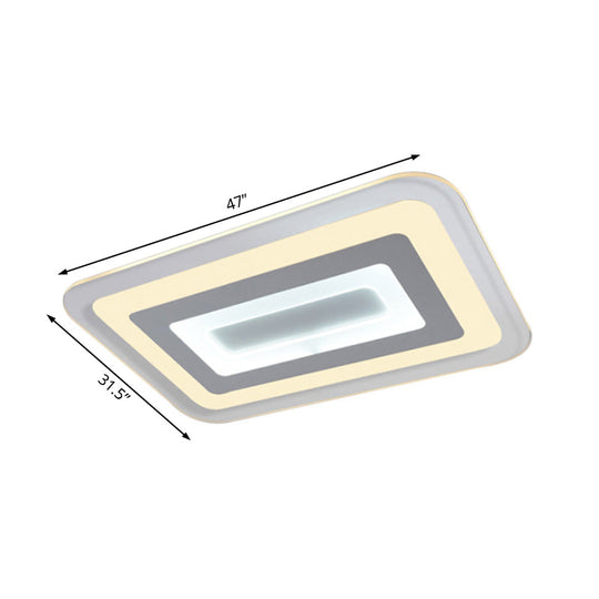 Sleek 23’/31’/47’ Thin Acrylic Flush Mount Led Ceiling Lamp In Warm/White Light - White