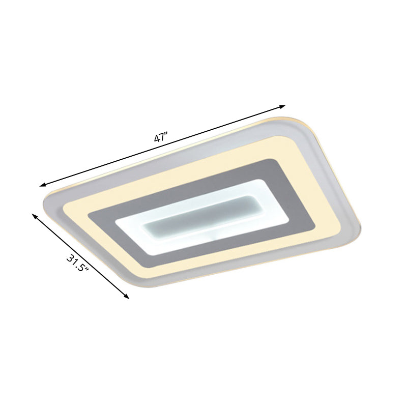 Sleek 23/31/47 Thin Acrylic Flush Mount Led Ceiling Lamp In Warm/White Light - White