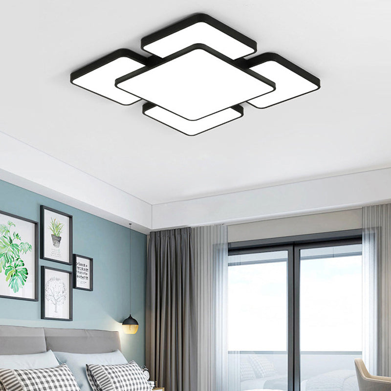 Modernist Style Flush Mount Lamp: Acrylic Shade Ceiling Light Black/White 20.5’/24.5’ 5/7