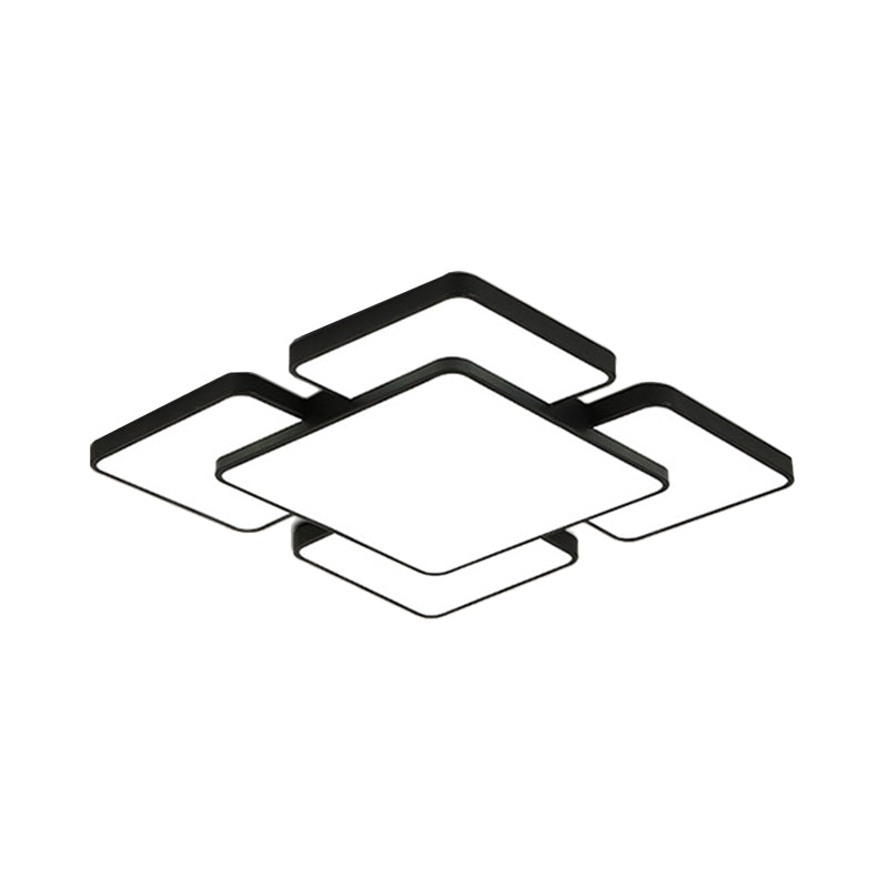 Modernist Style Flush Mount Lamp: Acrylic Shade Ceiling Light Black/White 20.5’/24.5’ 5/7 Lights