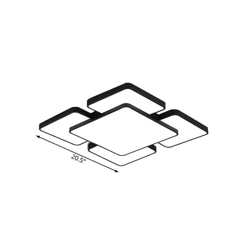 Modernist Style Flush Mount Lamp: Acrylic Shade Ceiling Light Black/White 20.5’/24.5’ 5/7 Lights