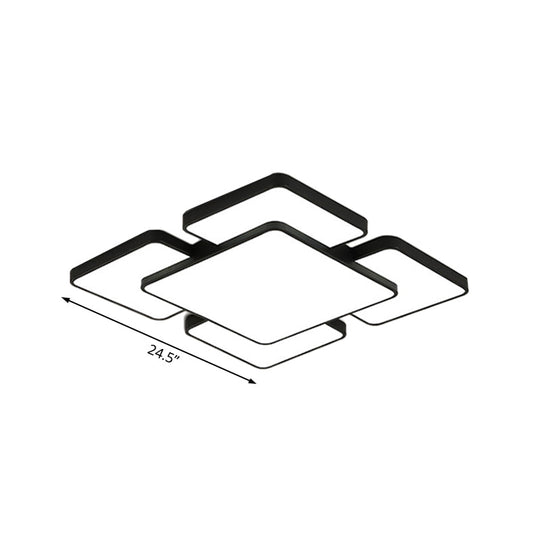 Modernist Style Flush Mount Lamp: Acrylic Shade Ceiling Light Black/White 20.5’/24.5’ 5/7 Lights