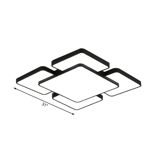 Modernist Style Flush Mount Lamp: Acrylic Shade Ceiling Light Black/White 20.5’/24.5’ 5/7 Lights