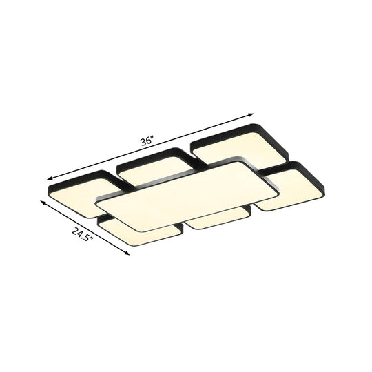 Modernist Style Flush Mount Lamp: Acrylic Shade Ceiling Light Black/White 20.5’/24.5’ 5/7 Lights