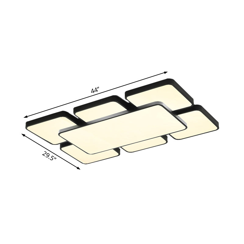 Modernist Style Flush Mount Lamp: Acrylic Shade Ceiling Light Black/White 20.5’/24.5’ 5/7 Lights