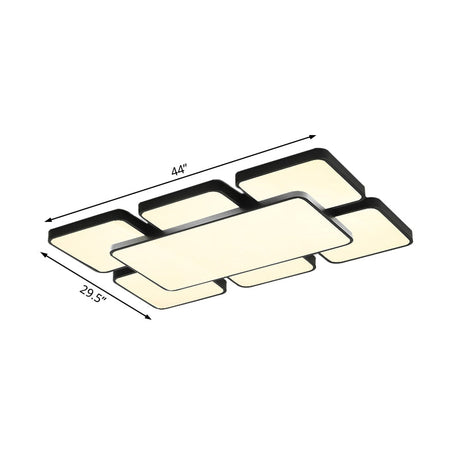 Modernist Style Flush Mount Lamp: Acrylic Shade Ceiling Light Black/White 20.5’/24.5’ 5/7 Lights