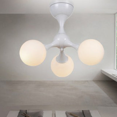 Molecular Nordic Style Semi Flush Light - Frosted Glass 3 Lights Chrome/White Ceiling Mounted