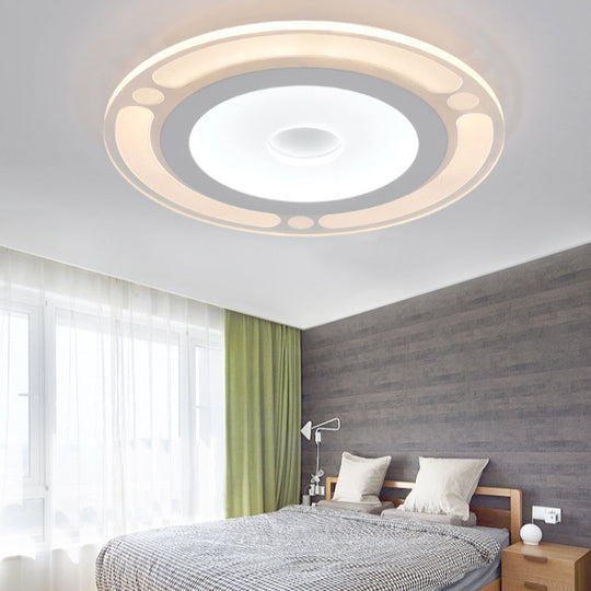 Contemporary Led Flushmount Bedroom Ceiling Light - Wide Ring Acrylic Warm/White