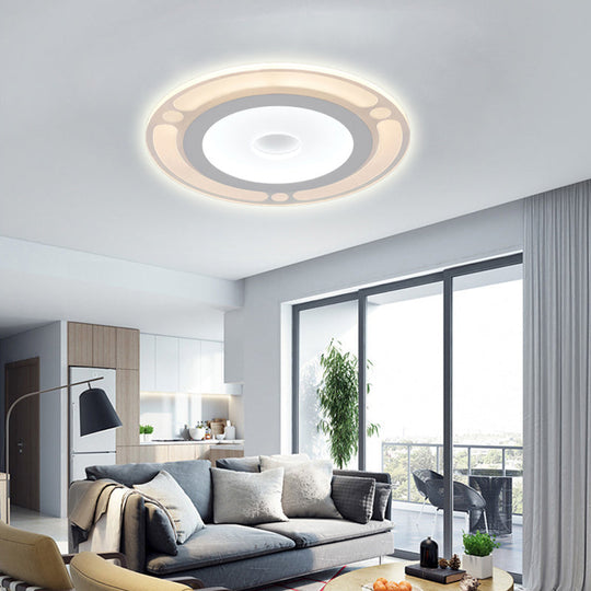 Contemporary Led Flushmount Bedroom Ceiling Light - Wide Ring Acrylic Warm/White (8/16.5/20.5) White