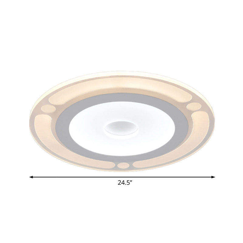 Contemporary Led Flushmount Bedroom Ceiling Light - Wide Ring Acrylic Warm/White (8/16.5/20.5)