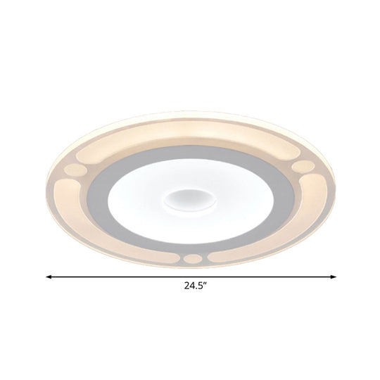 Contemporary Led Flushmount Bedroom Ceiling Light - Wide Ring Acrylic Warm/White (8/16.5/20.5)