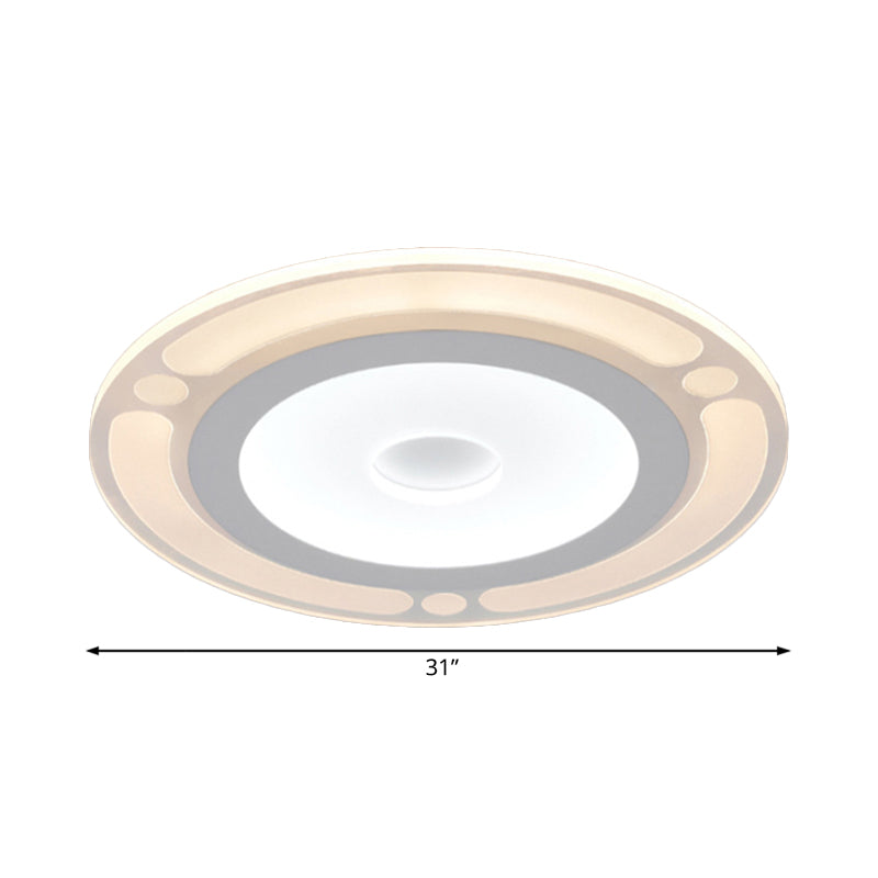 Contemporary Led Flushmount Bedroom Ceiling Light - Wide Ring Acrylic Warm/White (8/16.5/20.5)