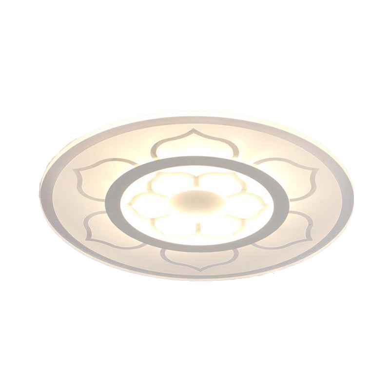 Modern Acrylic Lotus Flush Mount Lamp - Led Ceiling Light (8/16.5/20.5) In Warm Or White