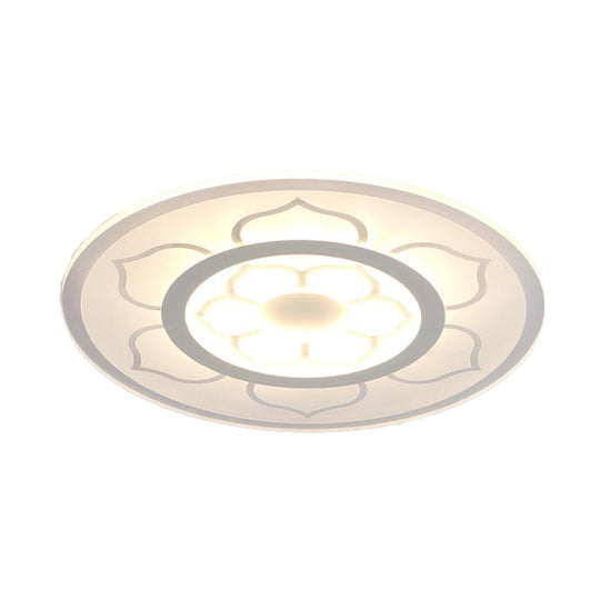 Modern Acrylic Lotus Flush Mount Lamp - Led Ceiling Light (8/16.5/20.5) In Warm Or White