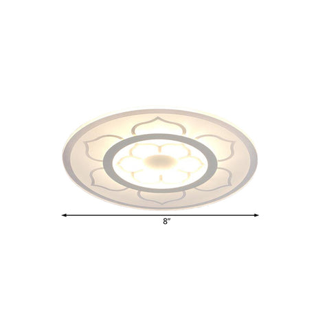 Modern Acrylic Lotus Flush Mount Lamp - Led Ceiling Light (8/16.5/20.5) In Warm Or White