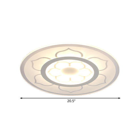 Modern Acrylic Lotus Flush Mount Lamp - Led Ceiling Light (8’/16.5’/20.5’) In Warm Or White