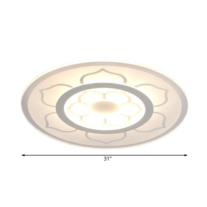 Modern Acrylic Lotus Flush Mount Lamp - Led Ceiling Light (8’/16.5’/20.5’) In Warm Or White