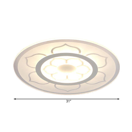 Modern Acrylic Lotus Flush Mount Lamp - Led Ceiling Light (8/16.5/20.5) In Warm Or White
