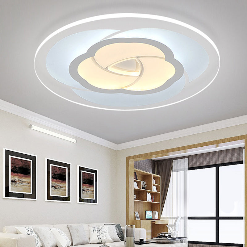 Led Flower Acrylic Flush Mount Bedroom Light With White Shade - 3 Sizes & Options