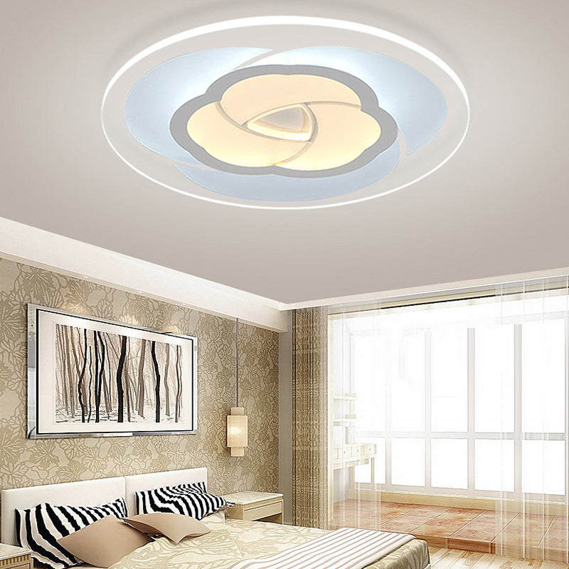 Led Flower Acrylic Flush Mount Bedroom Light With White Shade - 3 Sizes & Options