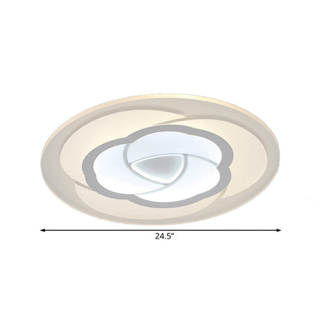 Led Flower Acrylic Flush Mount Bedroom Light With White Shade - 3 Sizes & Options