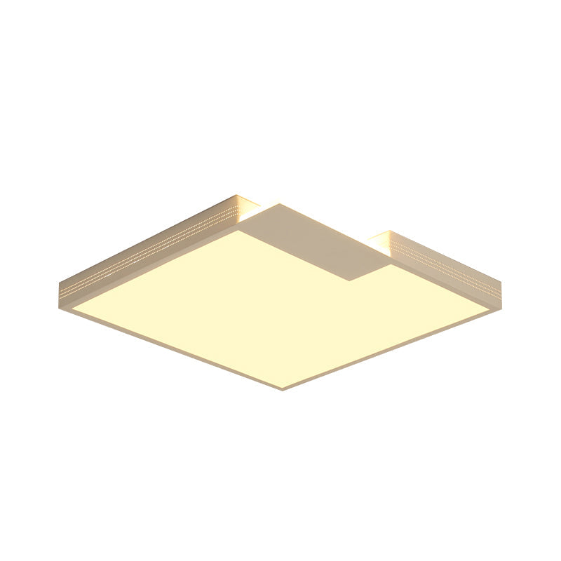 Minimalist Led Ceiling Lighting: Square Acrylic Flush Mount White 16/19.5 Width Warm/White Light