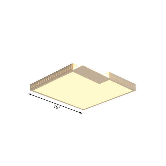 Minimalist Led Ceiling Lighting: Square Acrylic Flush Mount White 16’/19.5’ Width Warm/White Light