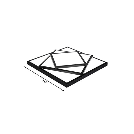 Modern Metal Led Flush Mount Ceiling Light Fixture For Living Room - Black/White Rectangle/Square
