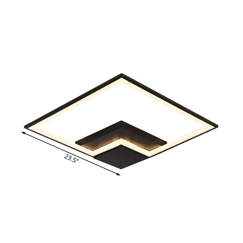 Torch Square Ceiling Lamp Simplicity - Black/White Led Acrylic Flush Mount Light