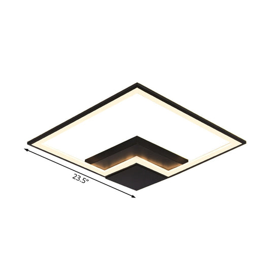 Torch Square Ceiling Lamp Simplicity - Black/White Led Acrylic Flush Mount Light