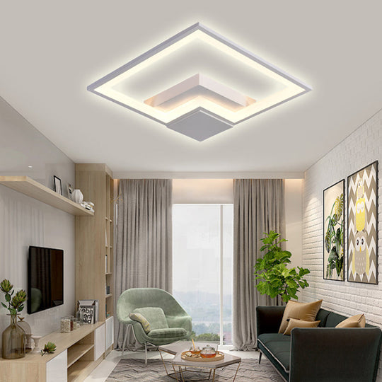 Torch Square Ceiling Lamp Simplicity - Black/White Led Acrylic Flush Mount Light