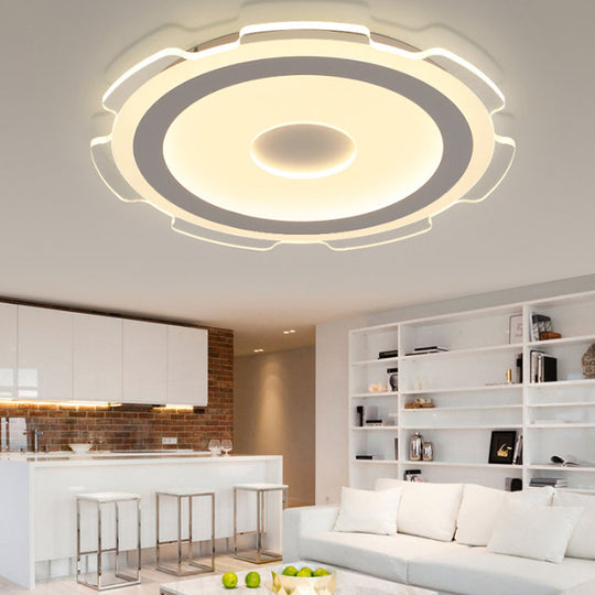Modern Acrylic Led Flush Mount Light - 16.5’/20.5’/24.5’ Wide Warm/White Perfect For Living