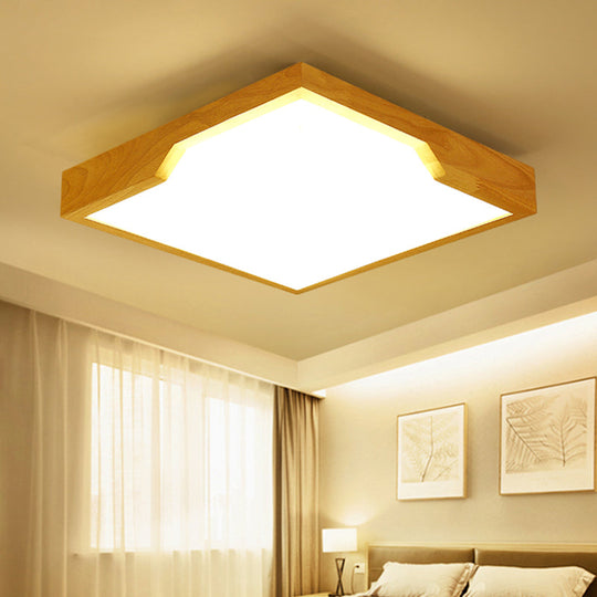 Modern Wooden Led Ceiling Lamp - Single Light Flush Mount Fixture (3 Sizes: 16’/19.5’/23.5’)