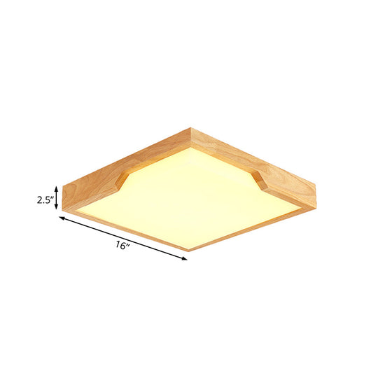 Modern Wooden Led Ceiling Lamp - Single Light Flush Mount Fixture (3 Sizes: 16/19.5/23.5)