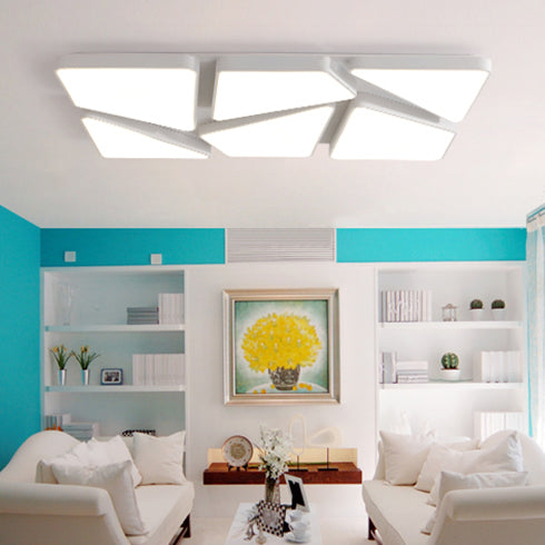 Modern Led Flush Mount Lighting: 25.5’/37.5’ W Acrylic Shade Black/White Square/Rectangular