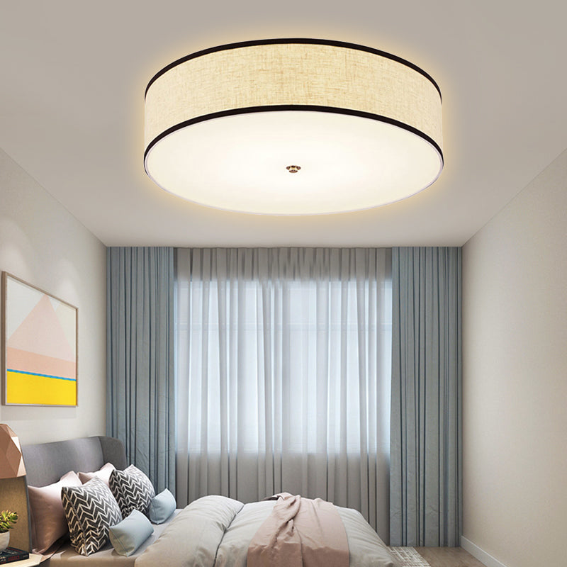 Minimalist Fabric Drum Ceiling Mounted Light - Led White Flush Mount Lamp (16/19.5/23.5 Dia) / 16